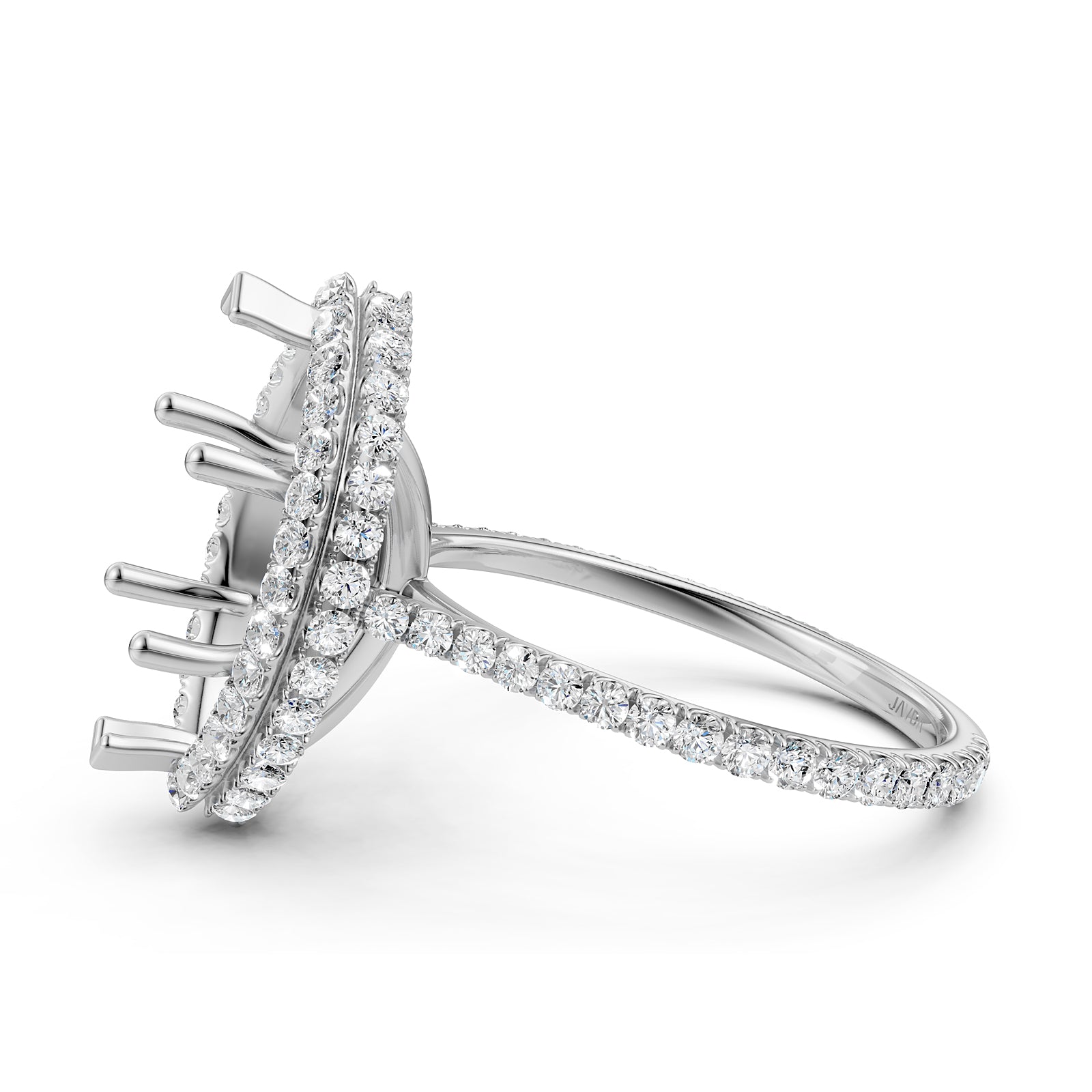 Double Halo Semi Mount Lab Grown Diamond Engagement Ring 0.53 Ct.